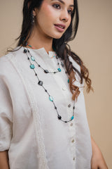 Milky White Top with Floral Printed Pant