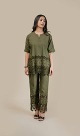 Seher Olive 3D Cutwork Set