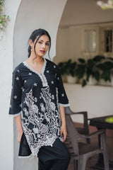 Seher Black Cutwork Suit Set