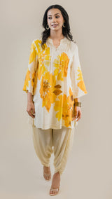 Seher Yellow Floral Printed Women's Suit Set