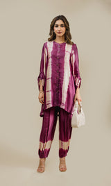 Seher Wine Tie & Dye Co-ord Set
