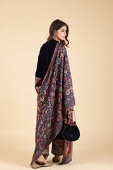NAVY BLUE WOVEN CHANDERI DUPATTA