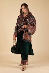 BOTTLE GREEN WOVEN CHANDERI DUPATTA