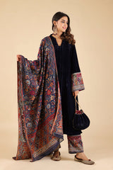 NAVY BLUE WOVEN CHANDERI DUPATTA