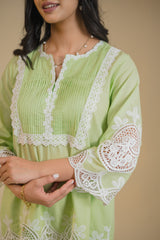 Seher Lime Green Cutwork Suit Set