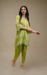 Seher Flowy Lime Embroidered Suit Set