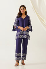 Contrast Navy Blue Co-ord Set