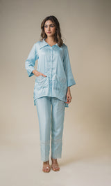 Seher Light Blue Embroidered Set