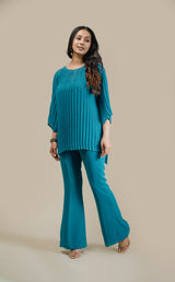 Teal Blue Pleated Set