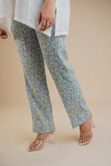 Milky White Top with Floral Printed Pant