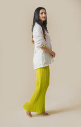 Off White Top with Lime Pleated Pant