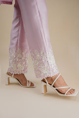 Light Pink Floral Embroidered Co-ord Set- Inchingindia