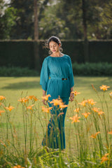 Teal Blue Pleated Set