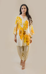Seher Yellow Floral Printed Women's Suit Set