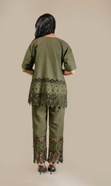 Seher Olive 3D Cutwork Set