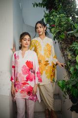 Seher Yellow Floral Printed Women's Suit Set
