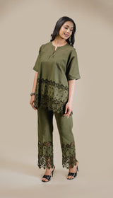 Seher Olive 3D Cutwork Set