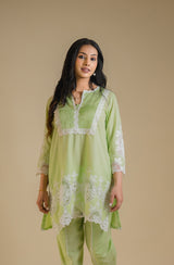Seher Lime Green Cutwork Suit Set