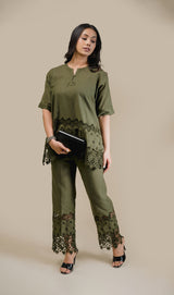 Seher Olive 3D Cutwork Set