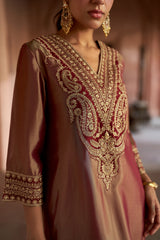Jashn Maroon Tissue Embroidered Kaftan, maroon tissue kaftan with zari paisley embroidery, image 8 of 10