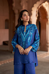 Jashn Indigo Paisley Printed Co-ord Set, indigo paisley print modal tunic with wide-leg pants, image 11 of 13