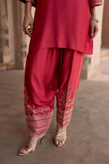 Jashn Rani Pink Zari Yoke Salwar Set, rani pink hand embroidered zari yoke kurta salwar with organza dupatta, image 12 of 12
