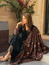 BOTTLE GREEN WOVEN CHANDERI DUPATTA