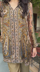 Olive Paisley Print Co-ord Set- Inchingindia