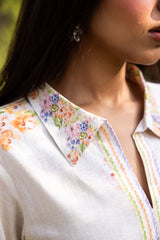 Ziya Bloom Printed Linen Set with Scarf