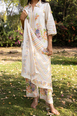 Ziya Bloom Printed Linen Set with Scarf