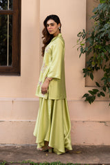 Ziya Green Embroidered Top with Asymmetrical Pants