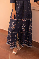 Ziya Floral Embroidered Denim Dress