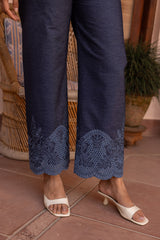 Ziya Denim Cutwork Embroidered Set