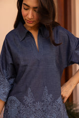 Ziya Denim Cutwork Embroidered Set