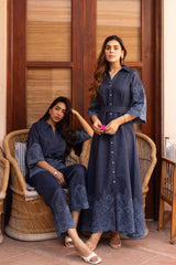 Ziya Denim Cutwork Embroidered Set