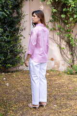 Ziya Blush Stripe Embroidered Shirt