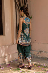 Ziya Halter Emerald Print Hand-Embellished Set