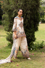 Ziya Ivory Mughal Print Hand-Embellished Farshi Set