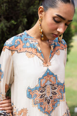 Ziya Ivory Mughal Print Hand-Embellished Farshi Set
