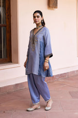 Ziya Icy Lilac Tissue Hand Embroidered Set