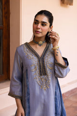 Ziya Icy Lilac Tissue Hand Embroidered Set