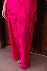 Ziya Hot Pink Cutwork Embroidered Farshi Set