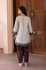 Ziya Champagne Tissue and Banarasi Silk Salwar Set