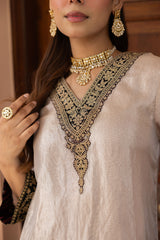 Ziya Champagne Tissue and Banarasi Silk Salwar Set