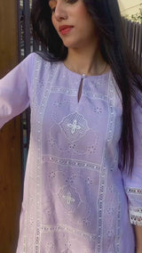 LILAC EMBROIDERED WOMEN'S SUIT SET