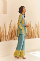 Blue-Lime Tie and Dye Women's Co-Ord Set