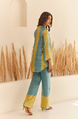 Blue-Lime Tie and Dye Women's Co-Ord Set