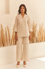 Cream Floral Cutwork Co-ord Set