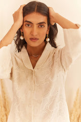 Cream Floral Cutwork Co-ord Set