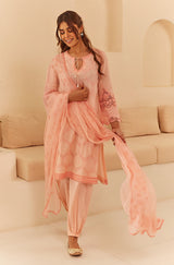 Gul Peach Embroidered Women's Suit Set